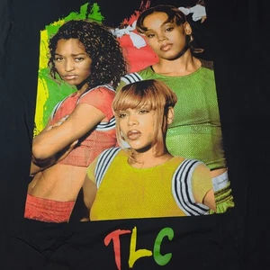 TLC Tboz Left Eye Chilli Unisex XL Grafik Tshirt Y2K Musik offizieller schwarzer Druck - Bild 1 von 6