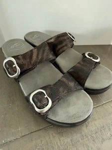 Dansko Sophie Slide Sandals Black/Brown Animal Print - Size 38 US 7.5/8 - Picture 1 of 7
