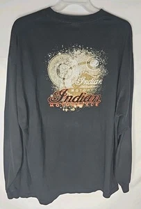 Vtg Indian Classics Motorcycle Long Sleeve Shirt Mens 3XL Black Spellout Sleeve - Foto 1 di 7
