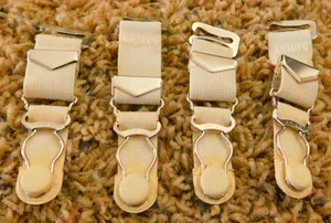 25-899 2 Pair Vintage Detactable Garter Hose Supporters Grips Straps White Nice - Picture 1 of 5