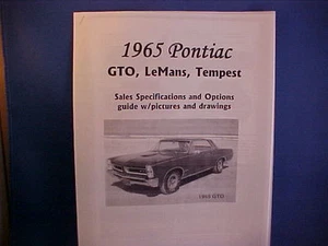 1965 Pontiac GTO, Tempest, LeMans, '65 Sales Specs/Optional Equipment--good info - Picture 1 of 2