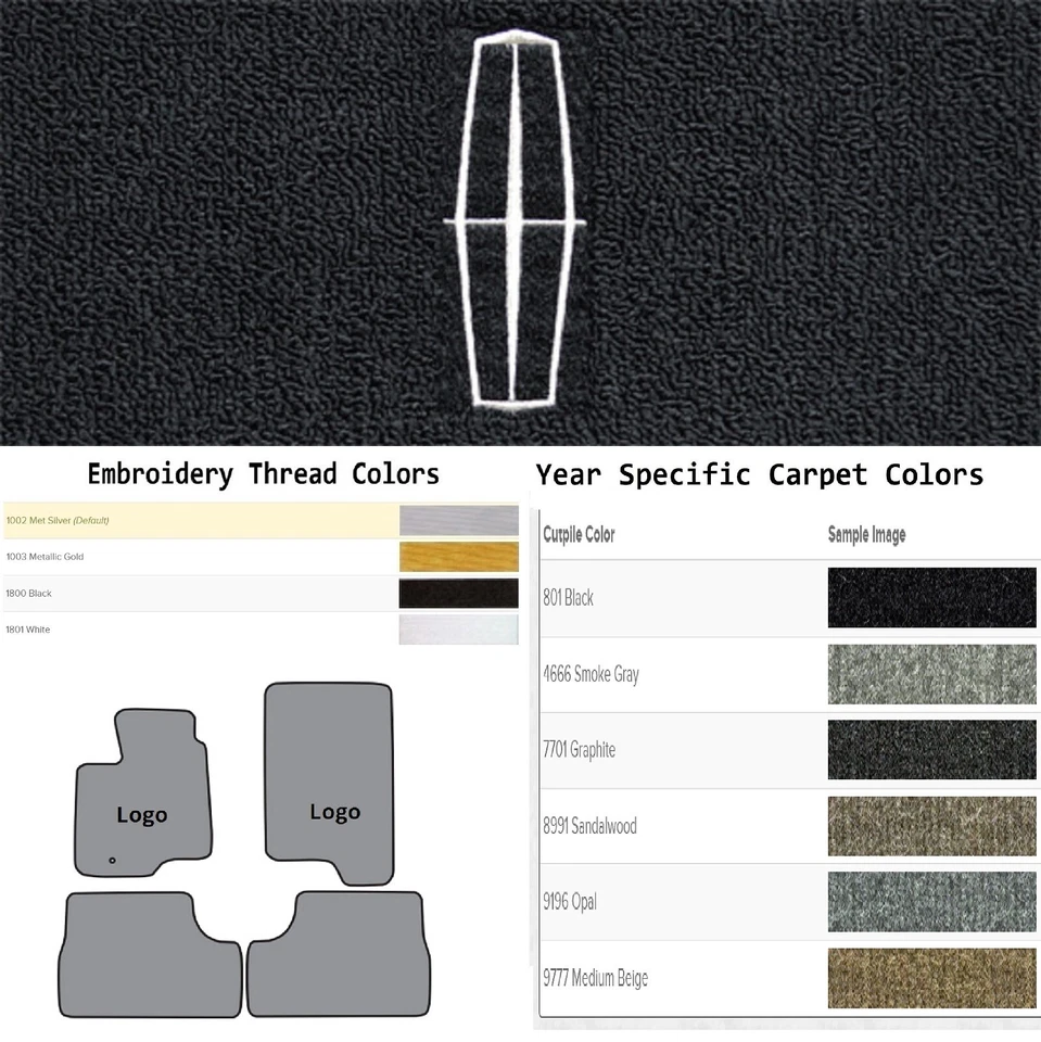 ACC 1998-2002 Lincoln Navigator Custom Lincoln Star Logo 4pc Cutpile Floor Mats - Imagem 1 de 4