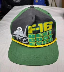 Vtg F-16 Lockheed Martin Rope Hat Cap Snapback Made In USA Best Cost Ever - Picture 1 of 10