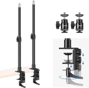 NEEWER Desk Mount C Clamp Stands, 2 Pack Desktop Clip Stand with 1/4" Ball Head - Picture 1 of 8