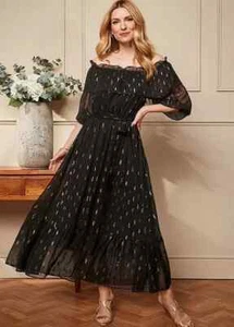 Kaleidoscope Jacquard Bardot Maxi Dress - Size 18 - BNWT - RRP £65 - Picture 1 of 5