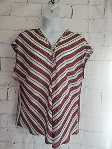 Roz & Ali Multicolor Chevron Stripe 1/2 Zip Pullover Top Plus 2X Cap Sleeve - Picture 1 of 12
