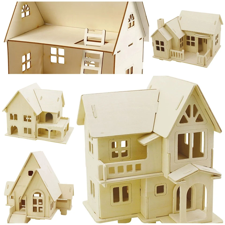 Wooden Construction Kits Houses 3D Self-Assembly Jigsaw Puzzles Doll Choose - Изображение 1 из 1