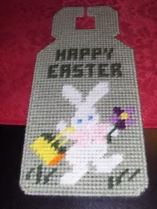 NUOVO appendiabiti pomello porta tela plastica completo - coniglietto Buona Pasqua - Foto 1 di 1