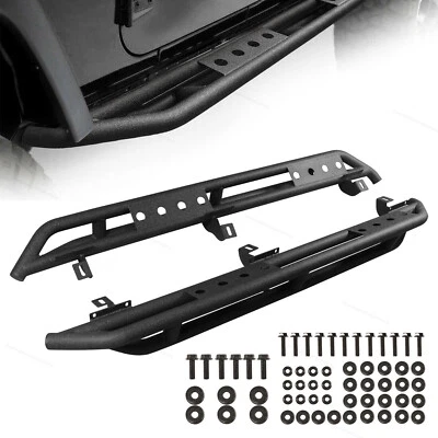 Fit for 07-18 Jeep Wrangler JK 4-Door Side Steps Nerf Bars BLACK Running Boards Foto 1 de 4