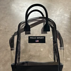 VTG Polo Sport Ralph Lauren Small Tote Purse Spellout Logo Transparent Purple - Picture 1 of 4