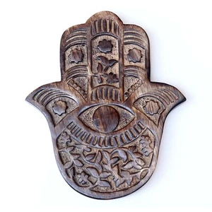"Decoración - Hamsa de madera - Vides y flores 7""x6" - Imagen 1 de 5