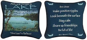 ADVICE FROM A LAKE REVERSIBLE TEXTURED TAPESTRY THROW PILLOW - 12" SQUARE - Picture 1 of 3