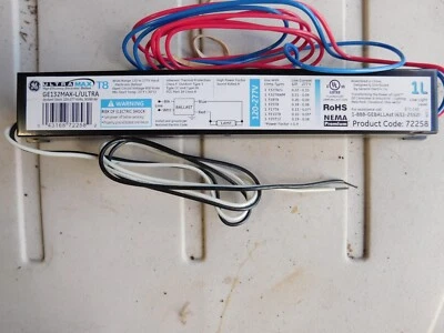 GE GE132Max-L/Ultra 1 Lámpara T8 72258 Balastro Electrónico 120-277V (NUEVO) Foto 1 de 3