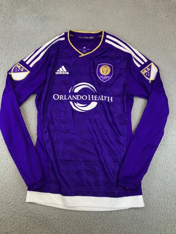 Orlando City Jersey Men's Small Purple Long Sleeve V-Neck Adidas MLS Soccer Cover
