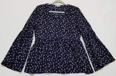 Blusa Copper Key Peplum Mujer Mediana M Floral Mangas Largas Campana Crepé Tejido Top Foto 1 de 4