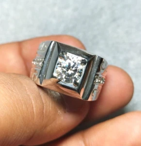 A Grade Moissanite In White Color Beautiful Ring Unisex Moissanite Ring 925 - Picture 1 of 10