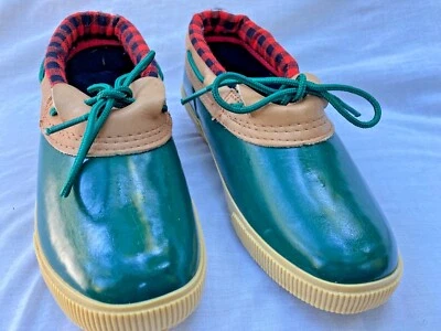 Eddie Bauer Duck Shoes Women's 9M Tan & Green, Leather, Rubber Sole, EUC - Image 1 of 4