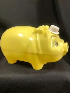Vintage Bank~ Piggy Bank~ Yellow Pig W/Tipping Hat~ Westland Plastics - Picture 1 of 9