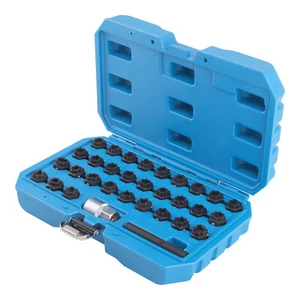 32pc Wheel Lock Anti-Theft Screw Lug Nut Removal Key Socket for Mercedes Benz US - Picture 1 of 12
