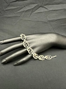 Vintage Pennino  Bracelet  Silvertone With  Rhinestones - Picture 1 of 13