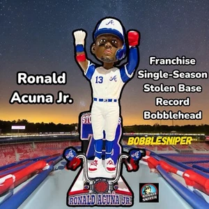RONALD ACUNA JR Atlanta Braves disco base rubato singola stagione MLB Bobblehead - Foto 1 di 12
