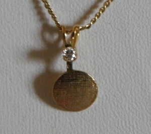 AMCO 14K Gold Filled Kette mit zierlichem rundem Anhänger mit kleinem Diamanten (#D232) - Bild 1 von 6