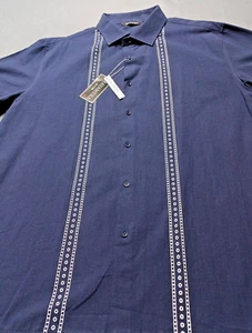 Camisa manga corta Mayamera Collection para hombre azul con ribete blanco talla XL NUEVA CON ETIQUETAS - Imagen 1 de 11