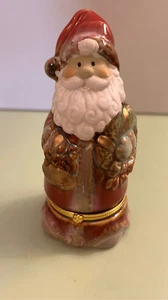 Old World Santa Clause Porcelain Hinged Trinket Box Christmas Holidays - Picture 1 of 11