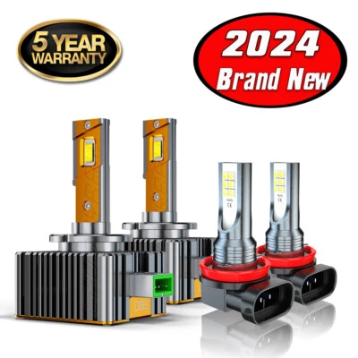 For Lincoln MKS 2009-2016 4x Front LED Headlight High/Low + LED Fog Light Bulbs — 第 1/4 张图片