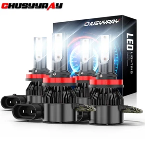 Super Bright 4x Combo H9 H11 LED Headlight High Low Beam Bulbs 10000K White Kit - Picture 1 of 10