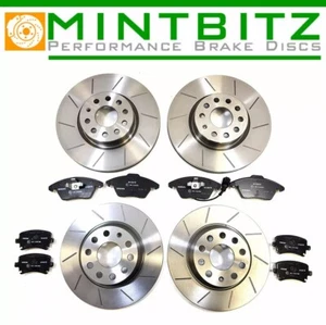 VW Scirocco 1.4TSi 2.0TDi 2.0TSi 08-15 Grooved Front Rear Brake Discs & Pads - Picture 1 of 7