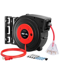DEWENWILS 40 FT Retractable Extension Cord Reel  12AWG/3C 15A Circuit Breaker - Picture 1 of 11