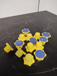 Kimble #32 Tappo da laboratorio lunghezza fiaschetta testa piatta in polietilene PE, blu/giallo - Foto 1 di 3