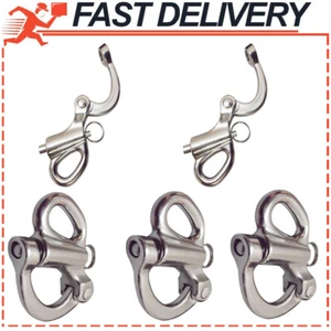 (5-Pack)Stainless Steel Fixed Eye Snap Shackle 2" Sailboat Quick Release Locking - Bild 1 von 4