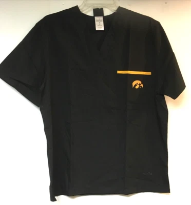 DUDZ SCRUB TOP UNIVERSITY OF IOWA NO TAG   SIZE SMALL COTTON POLY BLEND/ V NECK - Image 1 of 2
