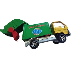 Vintage MAJORETTE Toyota Clean Company Garbage Truck Green Truck Scale 1/55 - Picture 1 of 12