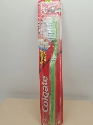 Pack Of 2 COLGATE Double Action Toothbrush Medium Bristle Green & Pink NEW  - Image 1 of 2