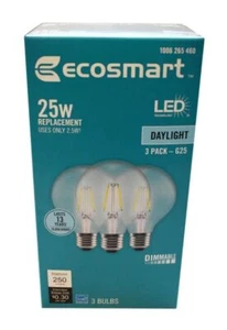 EcoSmart 25-Watt Equivalent G25 Dimmable Globe Clear Glass Filament LED Vintage - Picture 1 of 2