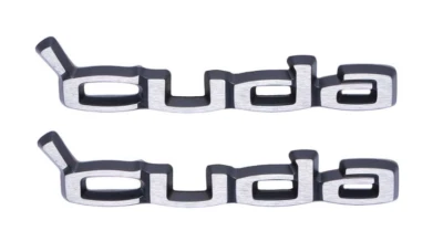 OER Zinc Diecast Front Fender Emblem Set For 1972-1974 Plymouth Barracuda - Image 1 of 4