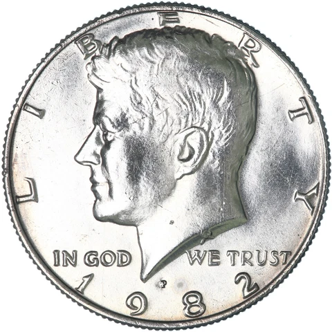 1982 P Kennedy Half Dollar CN-Clad Uncirculated UN US Coin Cover