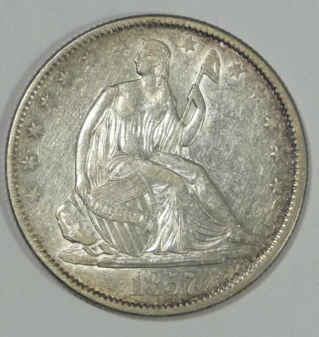 1857-O Liberty Seated Half Dollar EXTRA FINE/ALMOST UNCIRCULATED Silver 50c Cover