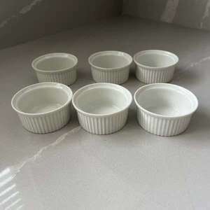 Pillivuyt France Porcelain Set Of 6 White Ramekins 3” Diameter - Picture 1 of 8