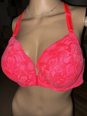 TORRID спереди близко спортивная спина кружева ярко розовый бюстгальтер размер 42B так сексуальный так красиво - Изображение 1 из 4