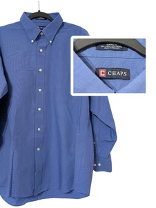 Chaps Men's Shirt Blue Wrinkle Free Long Sleeve Size 17 32/33 - Picture 1 of 6