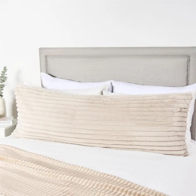 OHS Ribbed Bolster Pillow Faux Fur Long Luxury Soft Maternity Support Cushion - Image 1 of 4