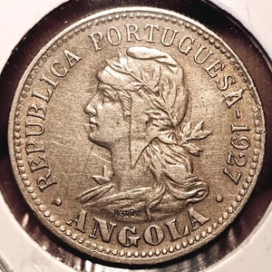 Portugiesisch Angola 4 Makutas (20 Centavos) Münze 1927 (aUNC!) - Bild 1 von 2