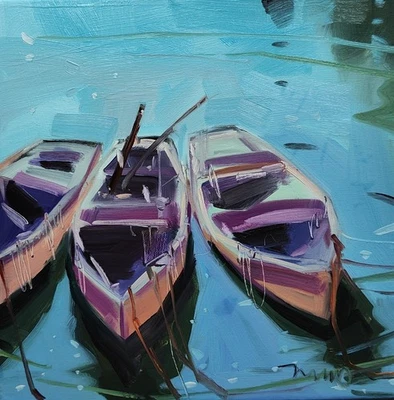 Impresión de Bellas Artes José Trujillo 16x16" Coleccionable Artista Barcos Decoración Contemporánea Foto 1 de 4