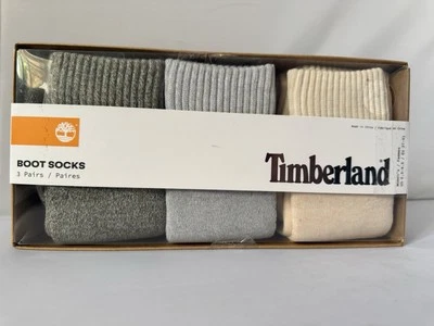 Timberland Boot Socks 3-Pack Olive Green Gray Beige Comfortable Casual Wear - Image 1 of 3