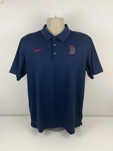 Nike Boston Red Sox Polo Shirt Mens Size L Large MLB Baseball Blue Pullover BSBL - Picture 1 of 9