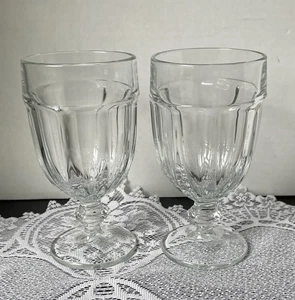 2 Libbey Duratuff Gibraltar Goblet Stem Footed 7” Tall Clear Drinking Glass USA - Picture 1 of 10